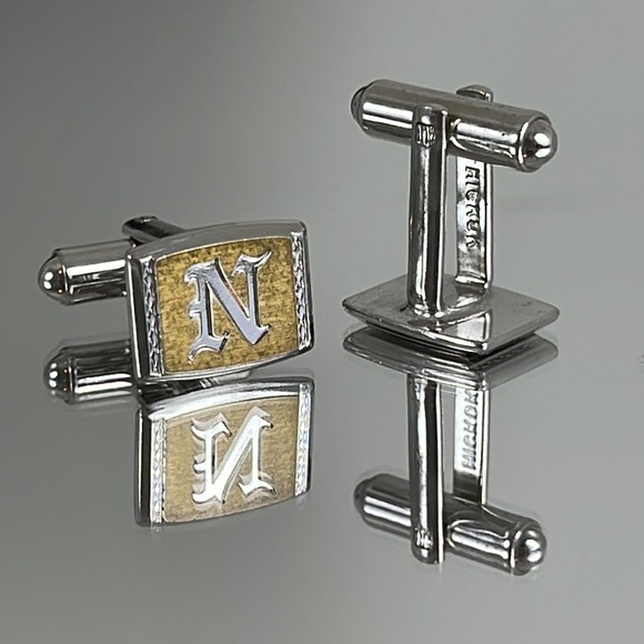 💕Beautiful Vintage 2 Tone Monogram N Hickok Cufflinks💕 - Picture 6 of 6